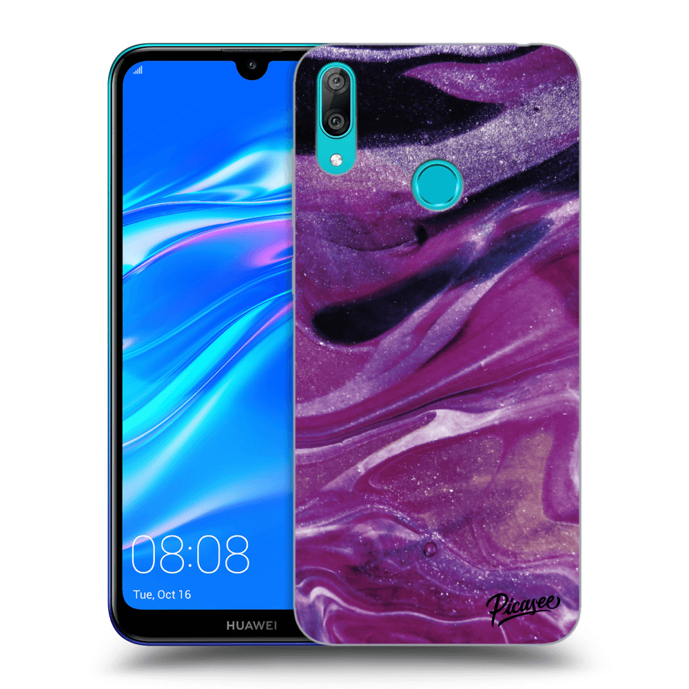 Picasee silikonski prozorni ovitek za Huawei Y7 2019 - Purple glitter