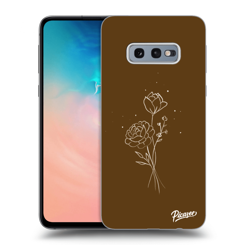 Picasee silikonski črni ovitek za Samsung Galaxy S10e G970 - Brown flowers