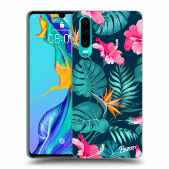 Picasee silikonski prozorni ovitek za Huawei P30 - Pink Monstera