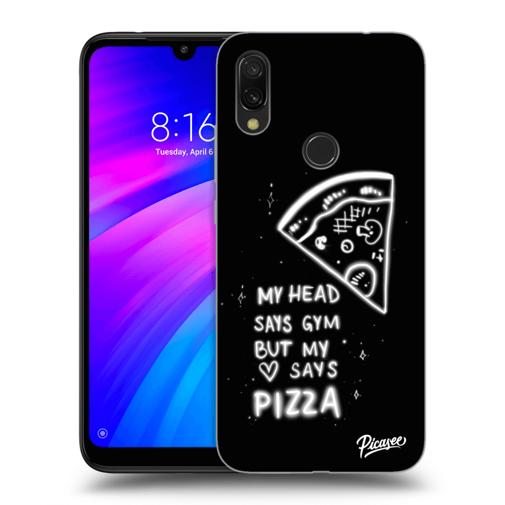 Picasee silikonski črni ovitek za Xiaomi Redmi 7 - Pizza