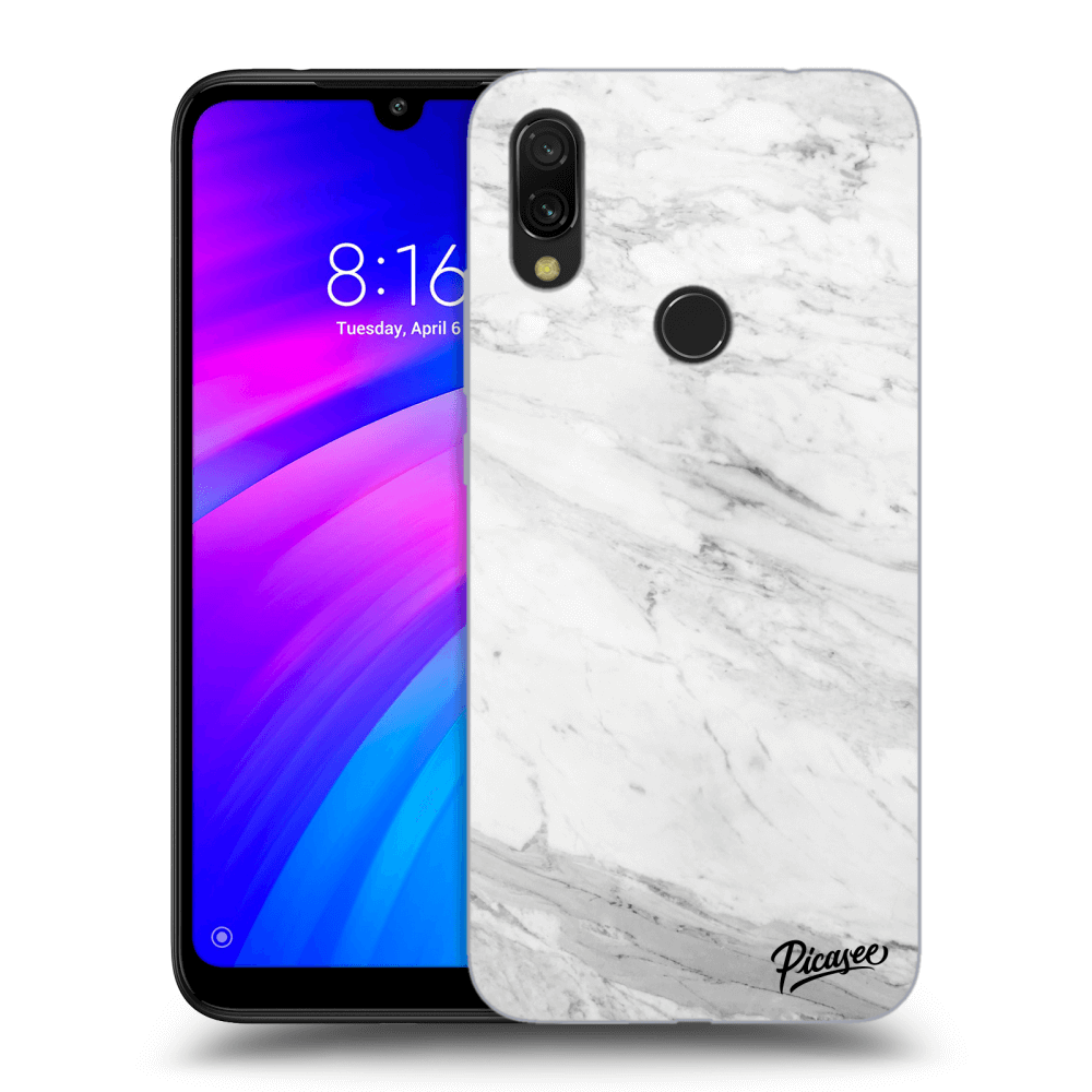 Picasee silikonski črni ovitek za Xiaomi Redmi 7 - White marble