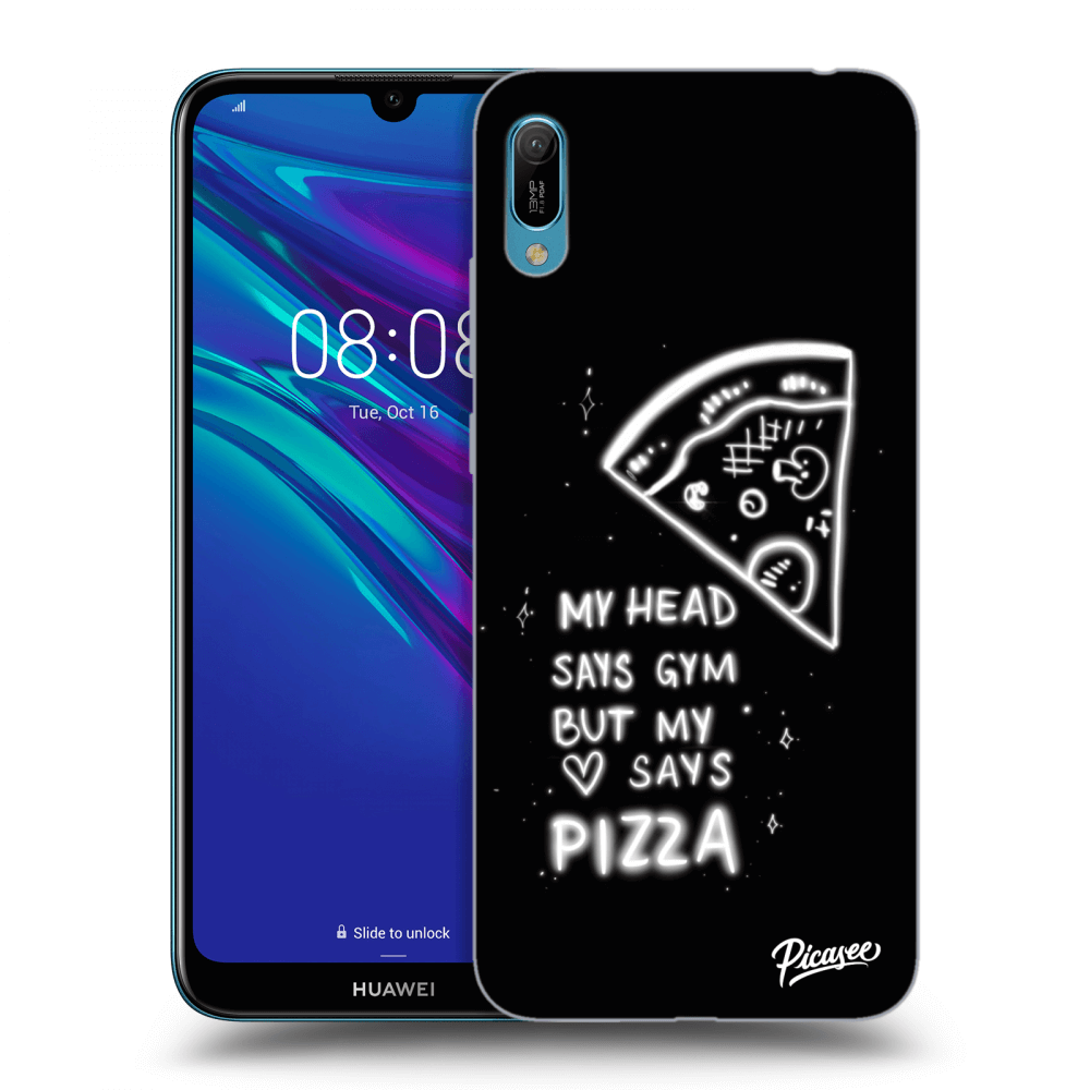 Picasee silikonski črni ovitek za Huawei Y6 2019 - Pizza