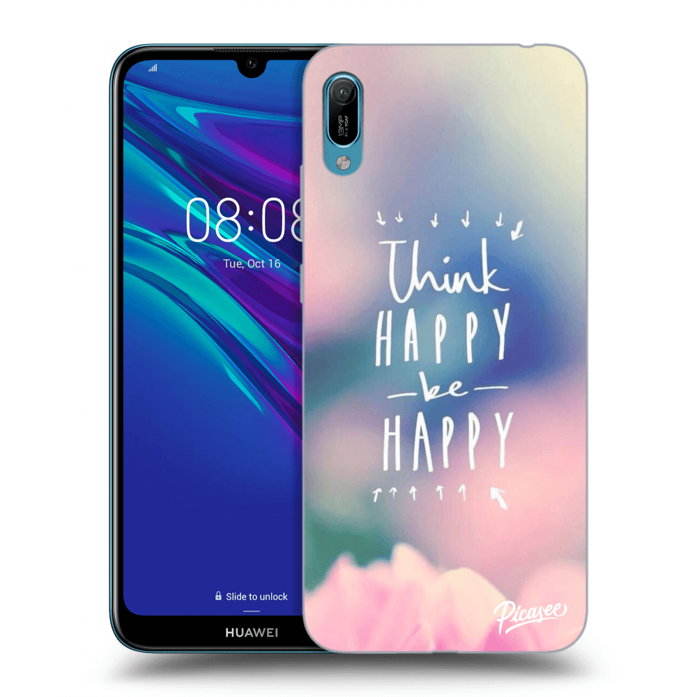 Picasee silikonski prozorni ovitek za Huawei Y6 2019 - Think happy be happy