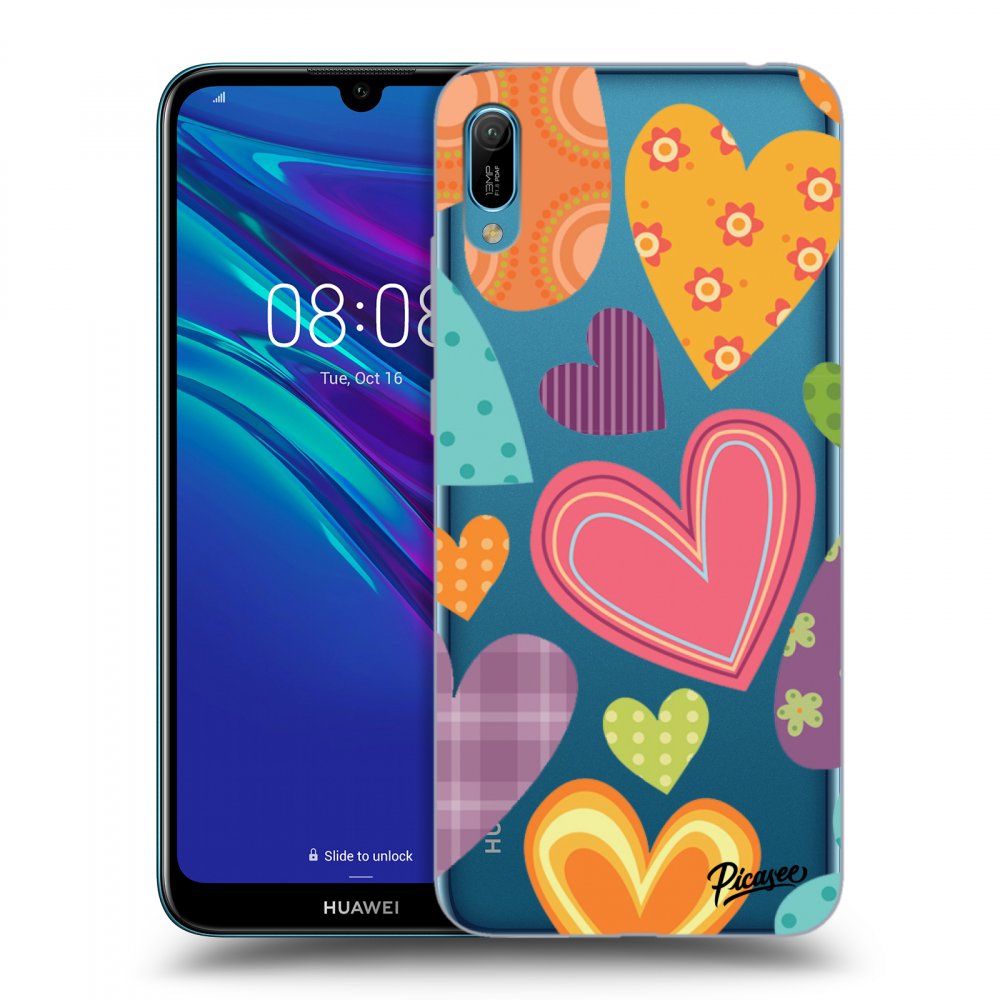 Picasee silikonski prozorni ovitek za Huawei Y6 2019 - Colored heart