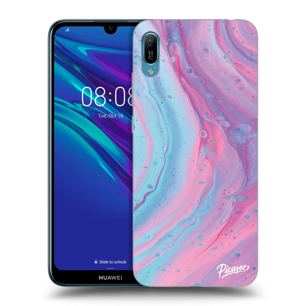Picasee silikonski črni ovitek za Huawei Y6 2019 - Pink liquid
