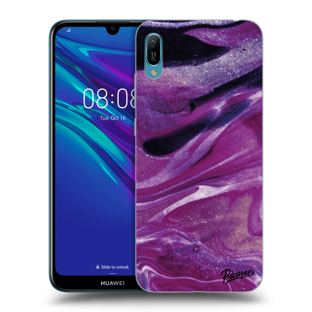 Picasee silikonski črni ovitek za Huawei Y6 2019 - Purple glitter