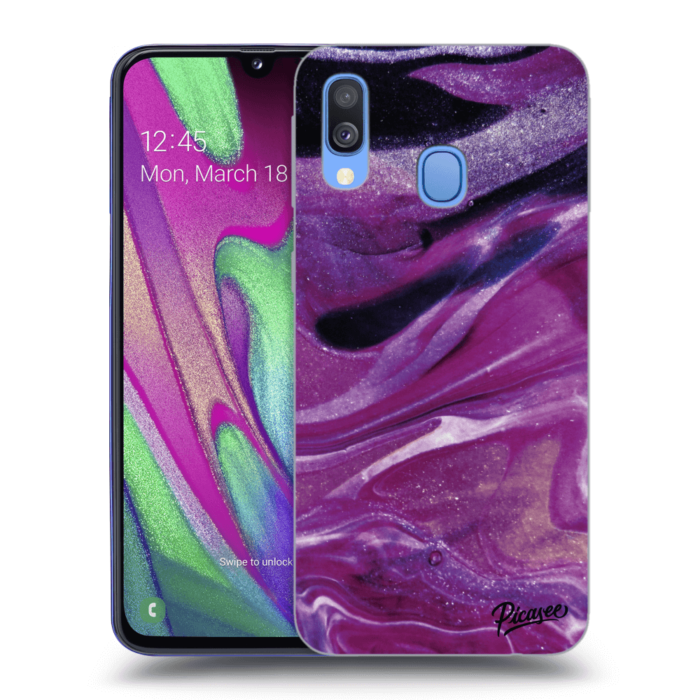 Picasee silikonski črni ovitek za Samsung Galaxy A40 A405F - Purple glitter
