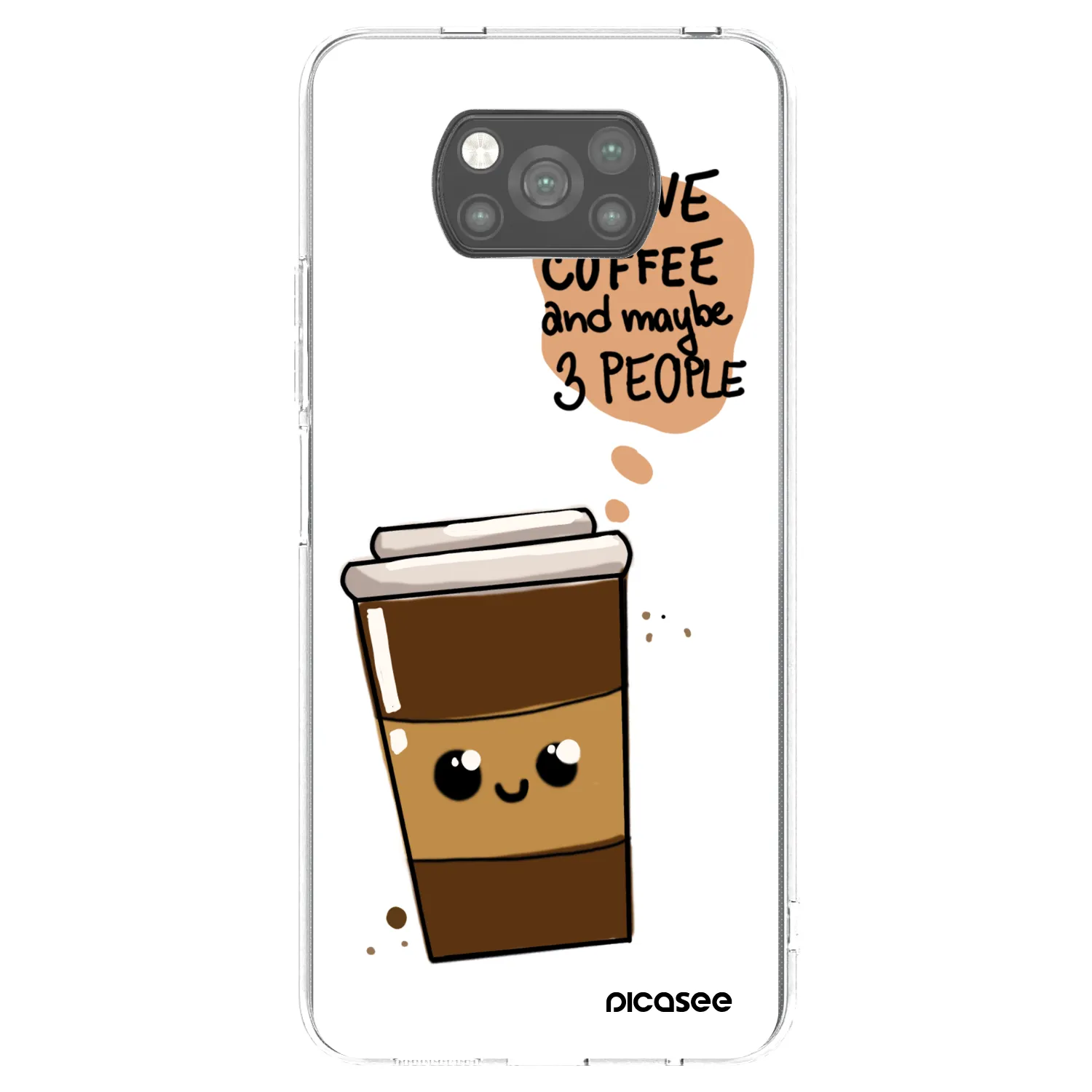 Picasee silikonski črni ovitek za Xiaomi Poco X3 - Cute coffee