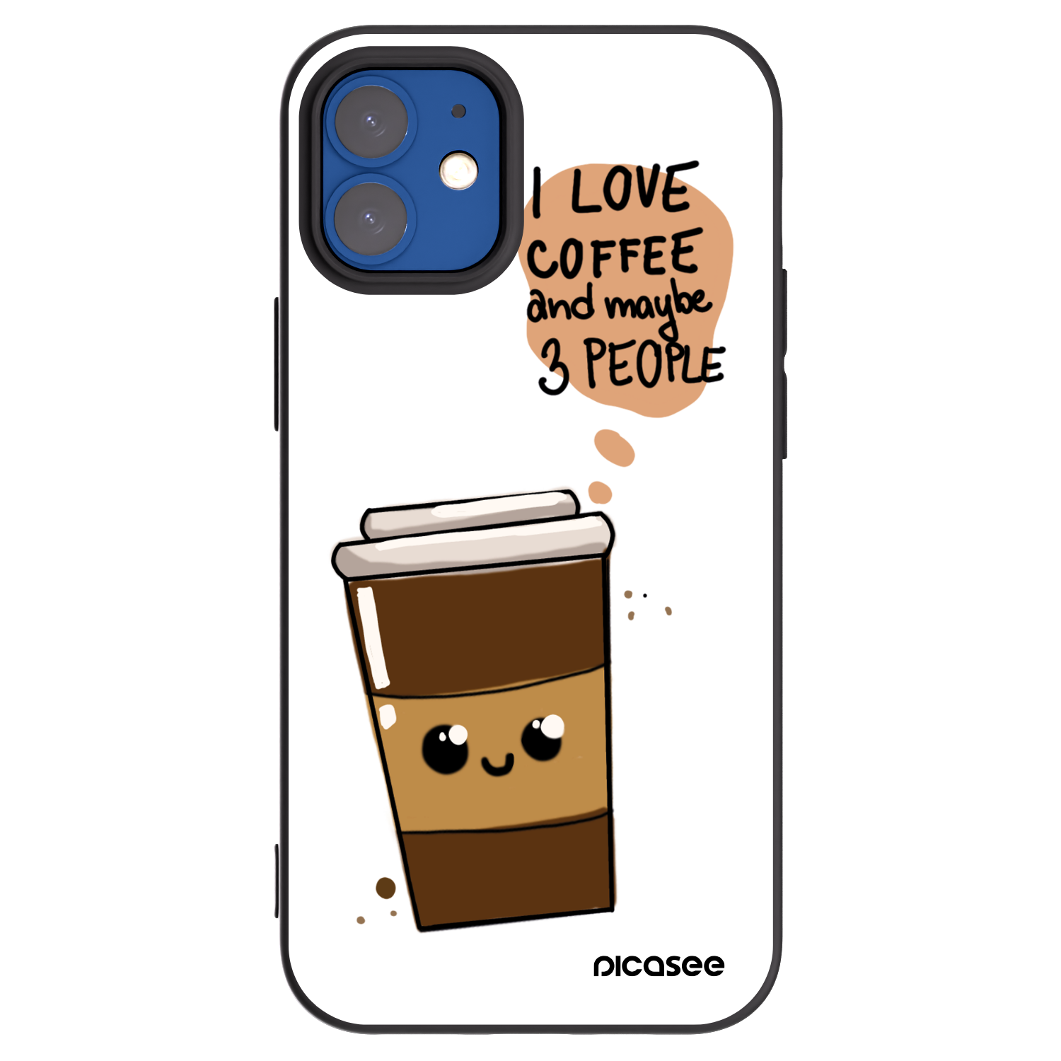 Picasee silikonski črni ovitek za Apple iPhone 12 mini - Cute coffee