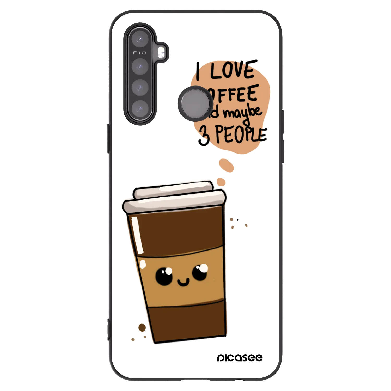 Picasee silikonski črni ovitek za Realme 5 - Cute coffee