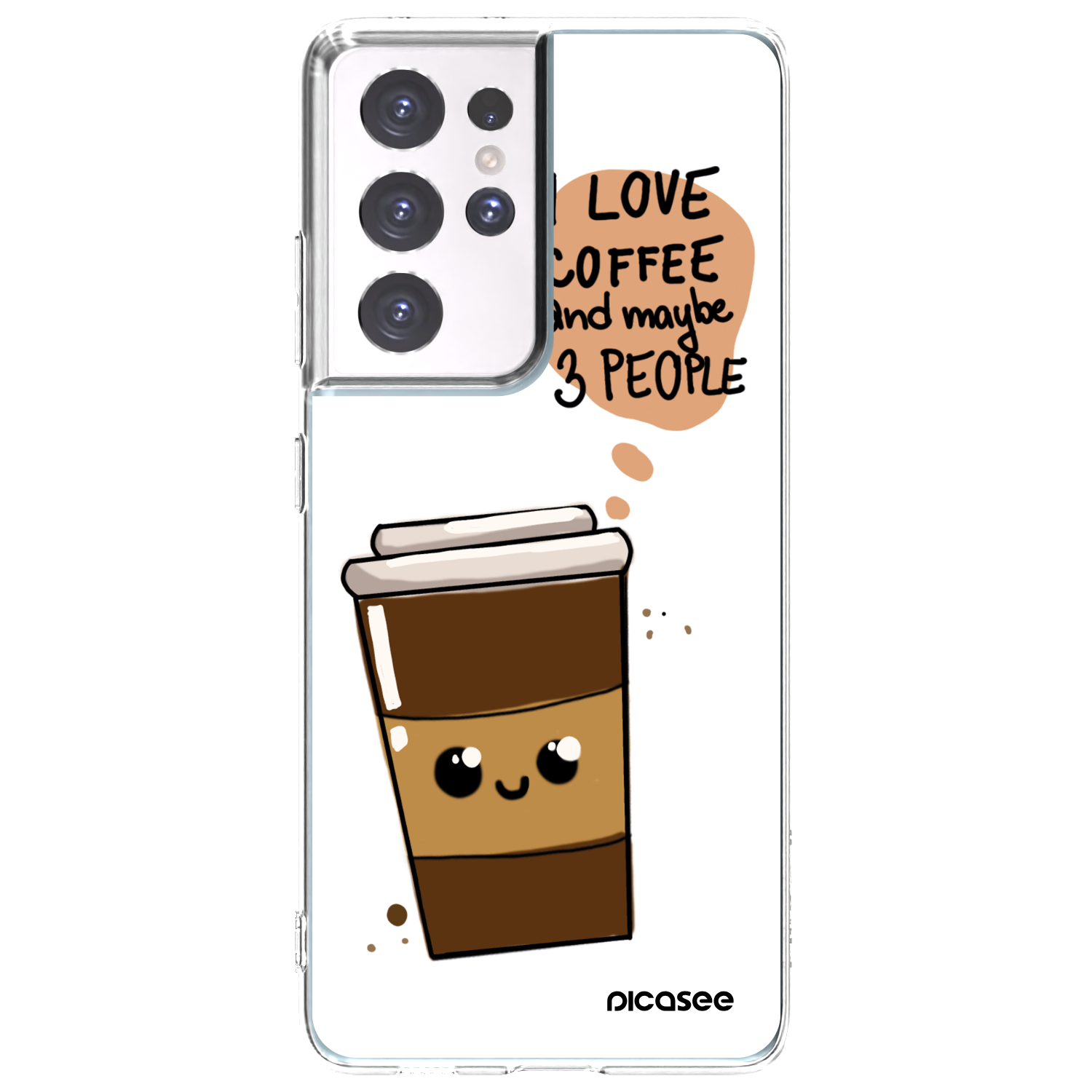 Picasee silikonski prozorni ovitek za Samsung Galaxy S21 Ultra 5G G998B - Cute coffee