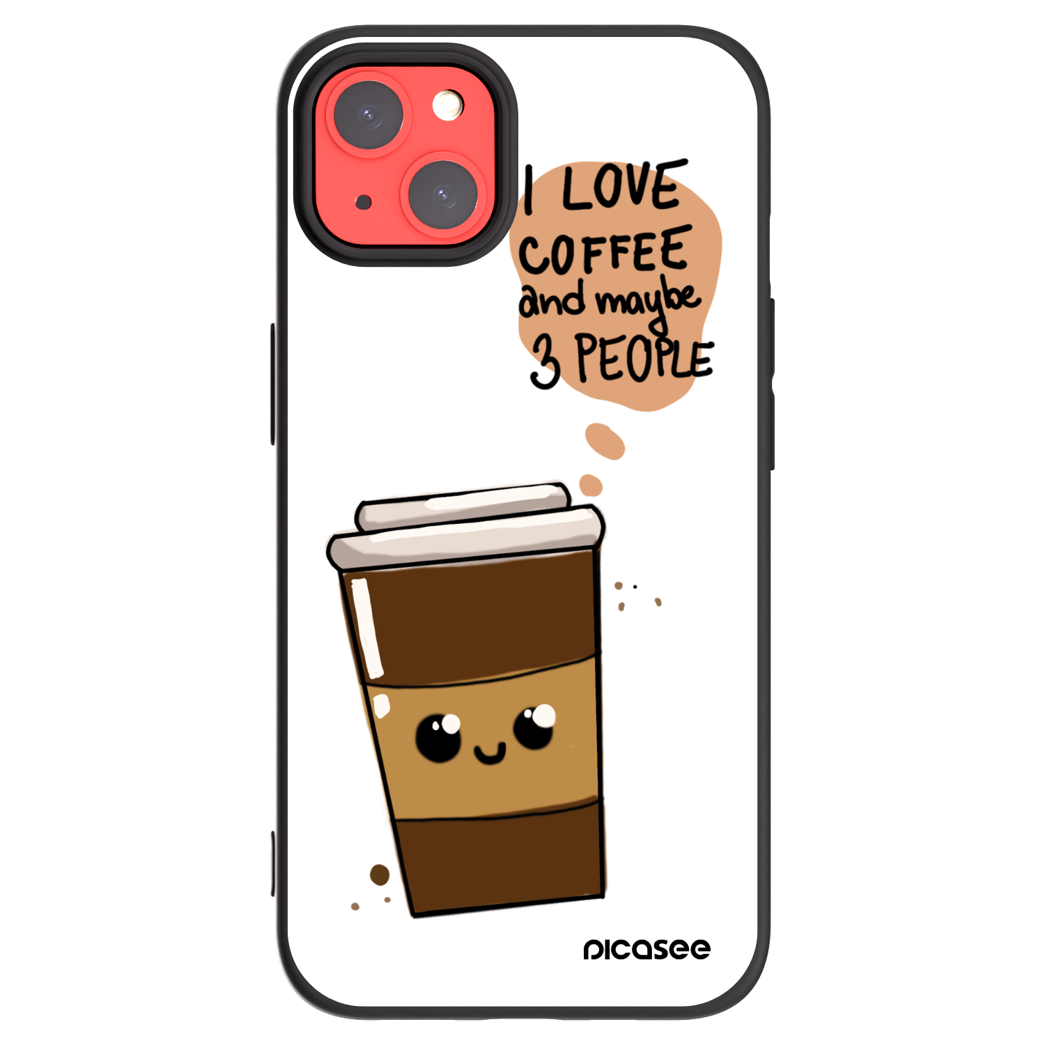 Picasee silikonski črni ovitek za Apple iPhone 13 - Cute coffee