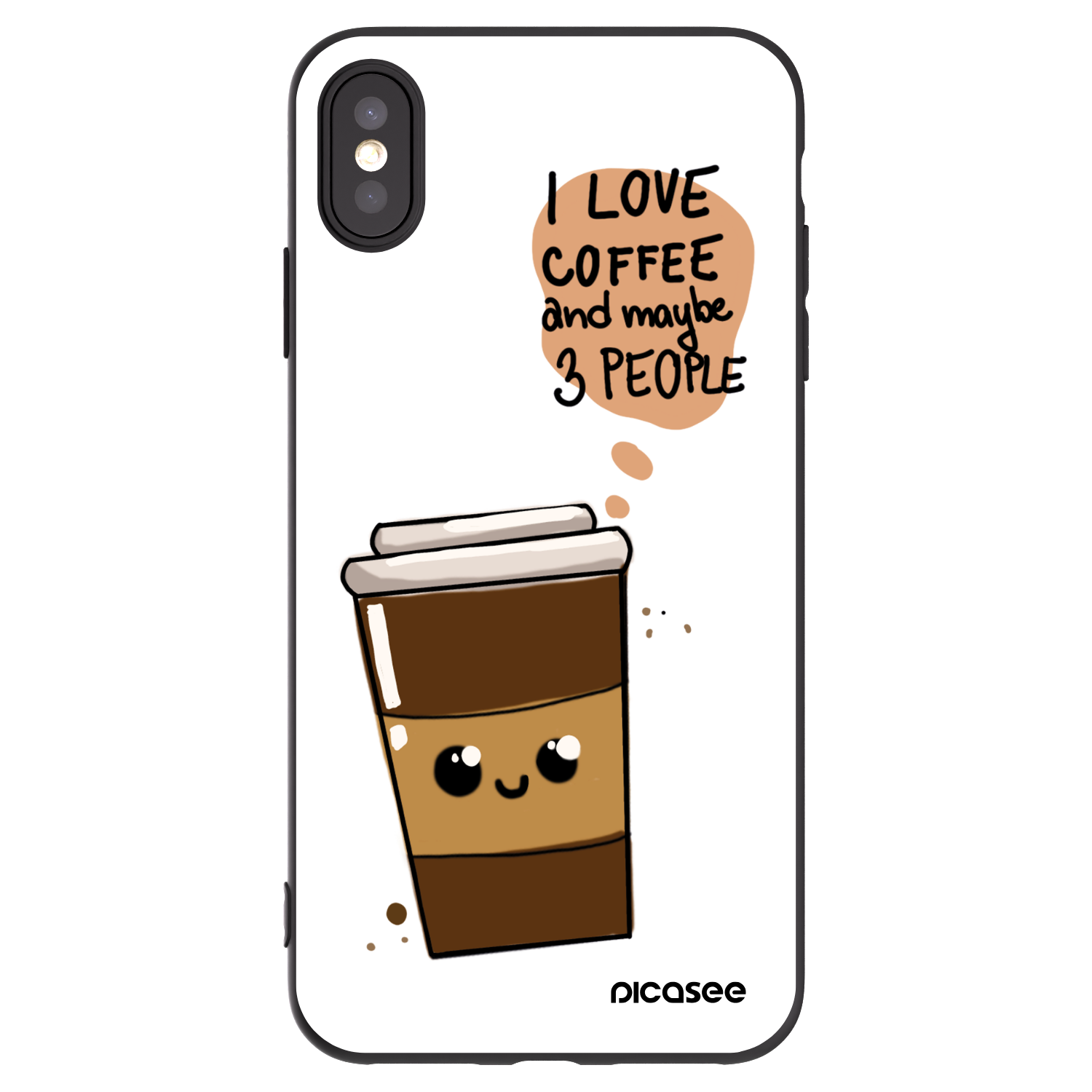 Picasee silikonski črni ovitek za Apple iPhone XS Max - Cute coffee