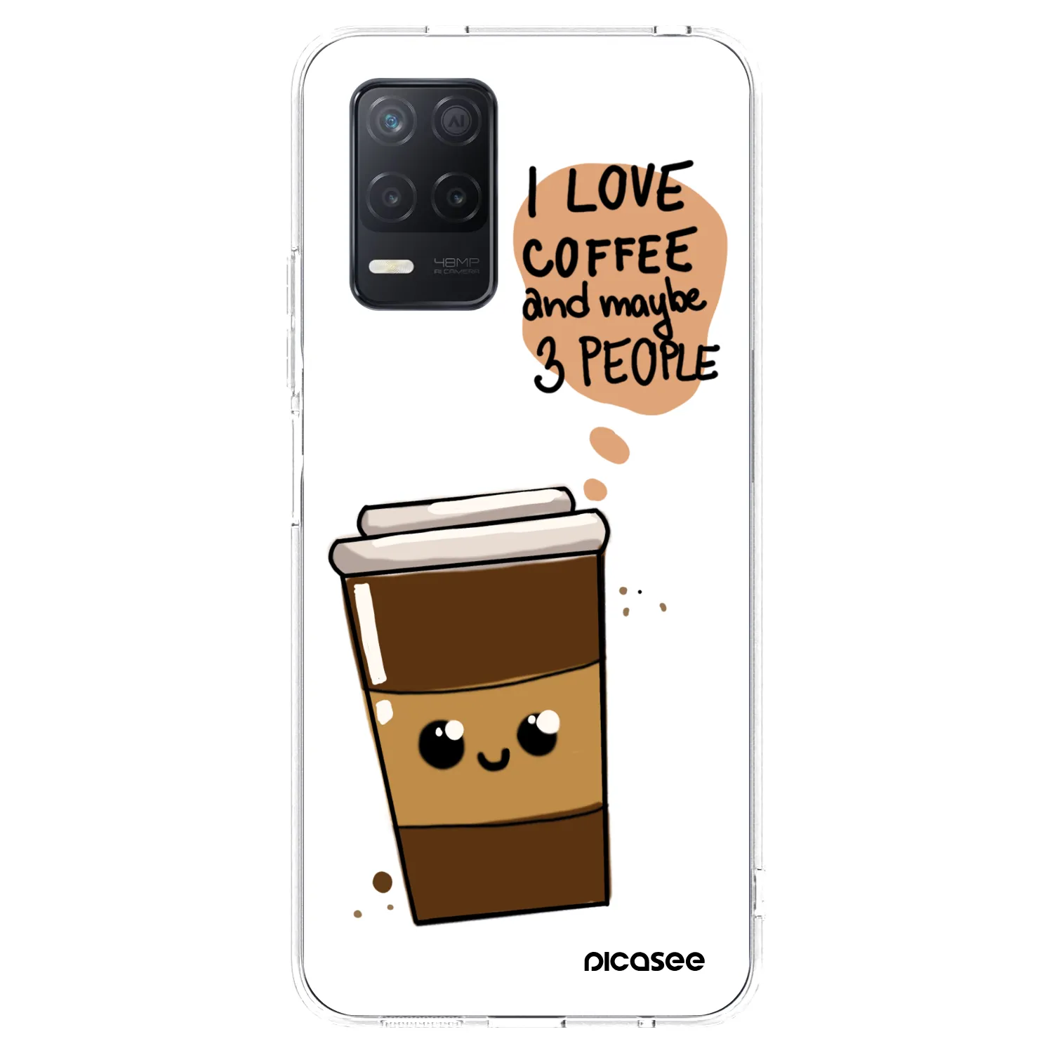 Picasee silikonski prozorni ovitek za Realme 8 5G - Cute coffee