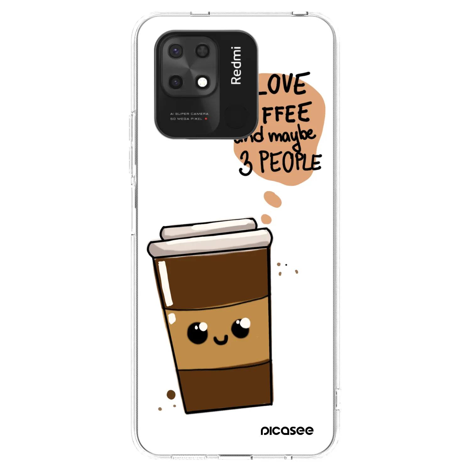 Picasee silikonski prozorni ovitek za Xiaomi Redmi 10C - Cute coffee