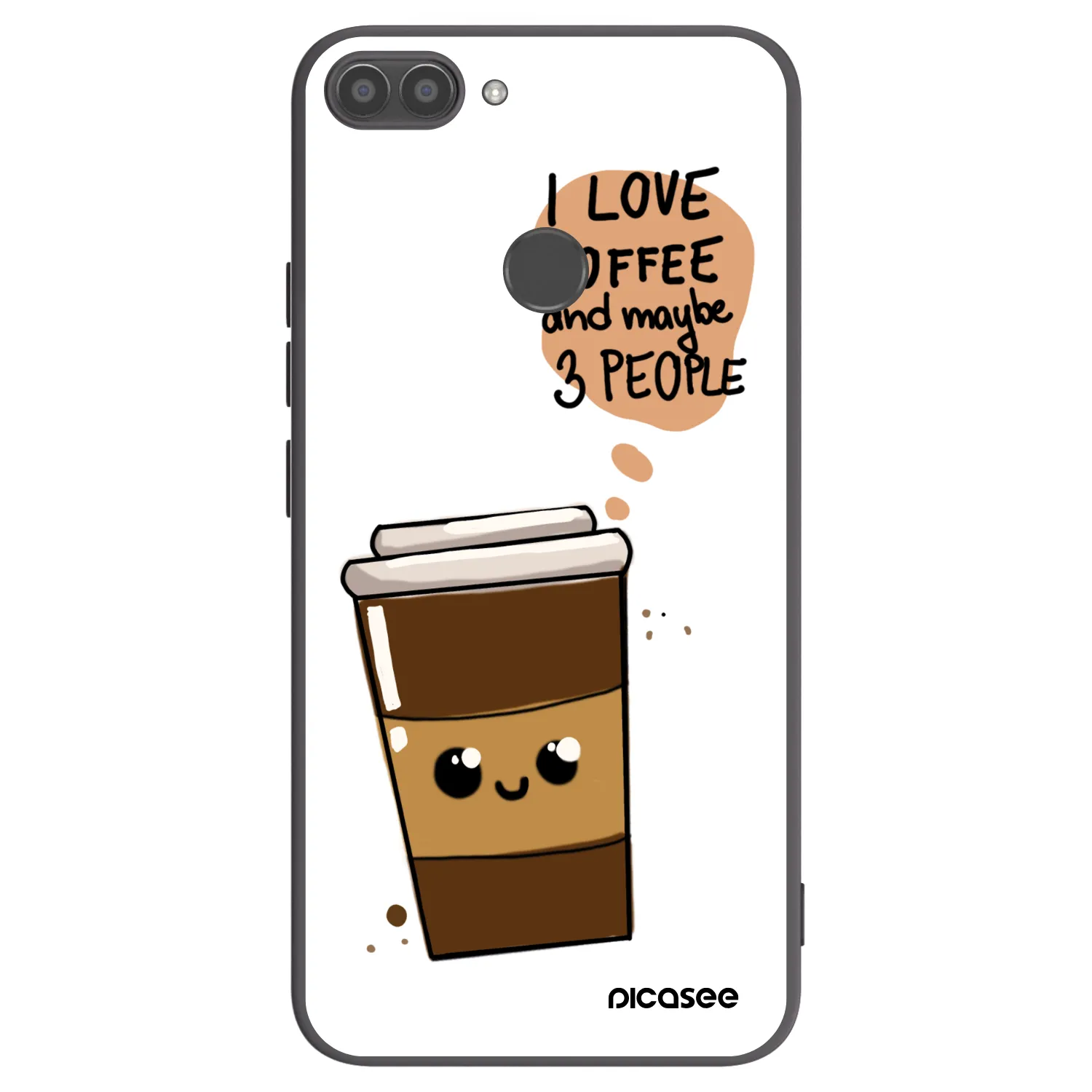 Picasee silikonski črni ovitek za Huawei P Smart - Cute coffee