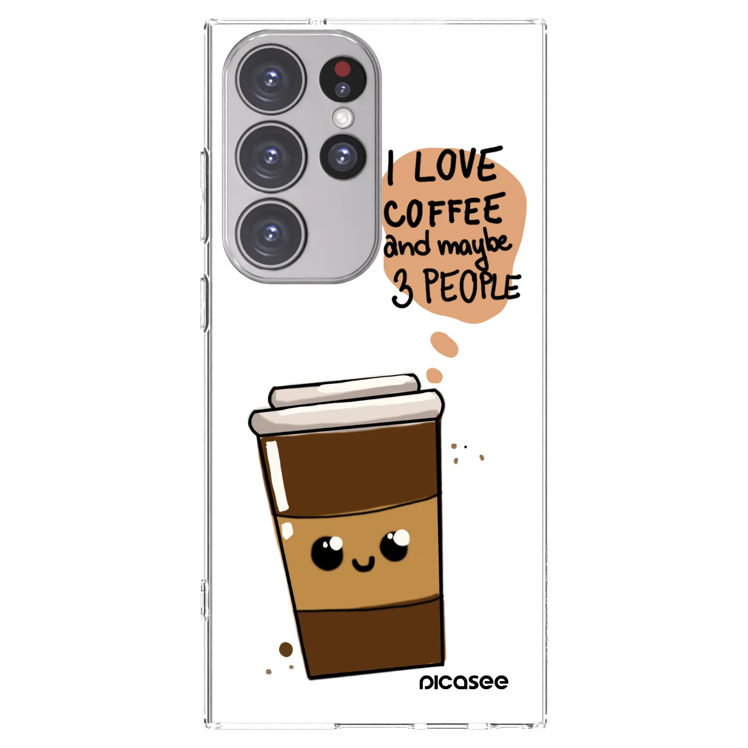 Picasee silikonski prozorni ovitek za Samsung Galaxy S23 Ultra 5G - Cute coffee
