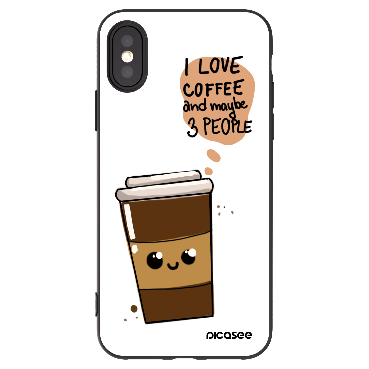 Picasee silikonski črni ovitek za Apple iPhone X/XS - Cute coffee