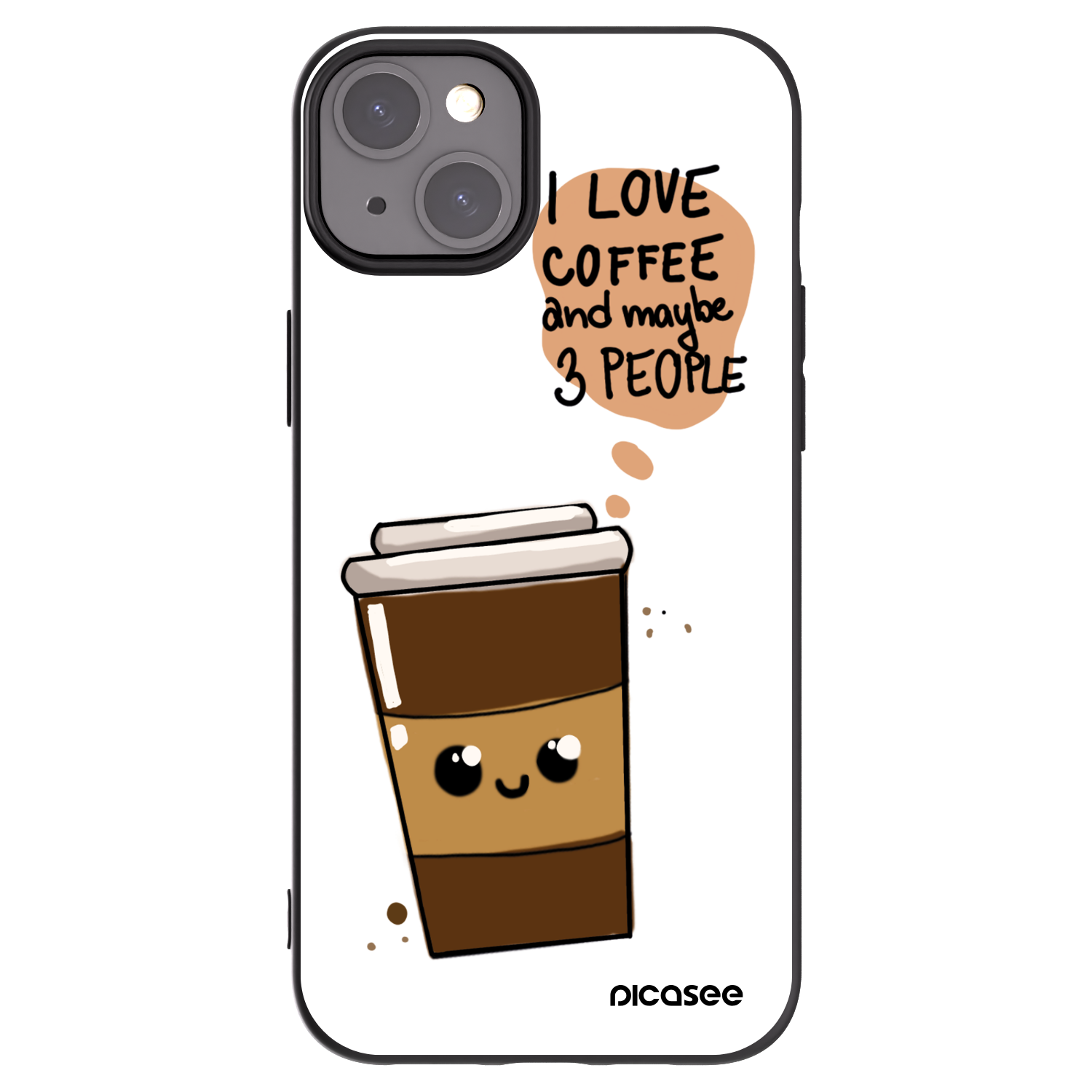 Picasee silikonski črni ovitek za Apple iPhone 15 Plus - Cute coffee