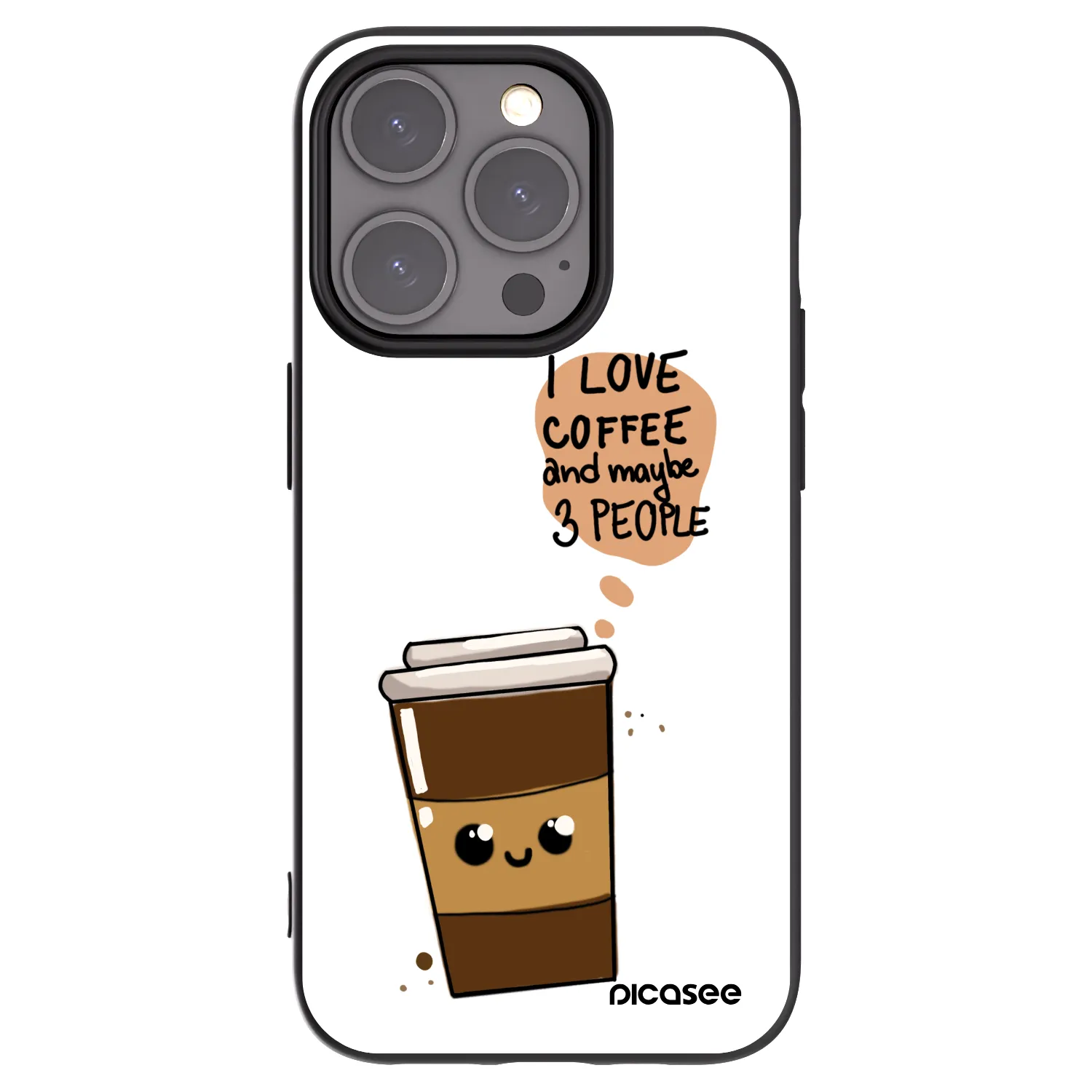 Picasee silikonski črni ovitek za Apple iPhone 15 Pro - Cute coffee