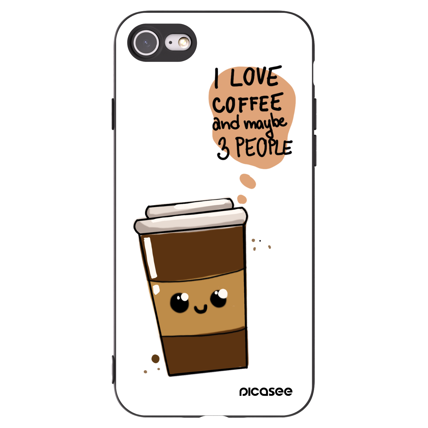 Picasee silikonski črni ovitek za Apple iPhone 7 - Cute coffee
