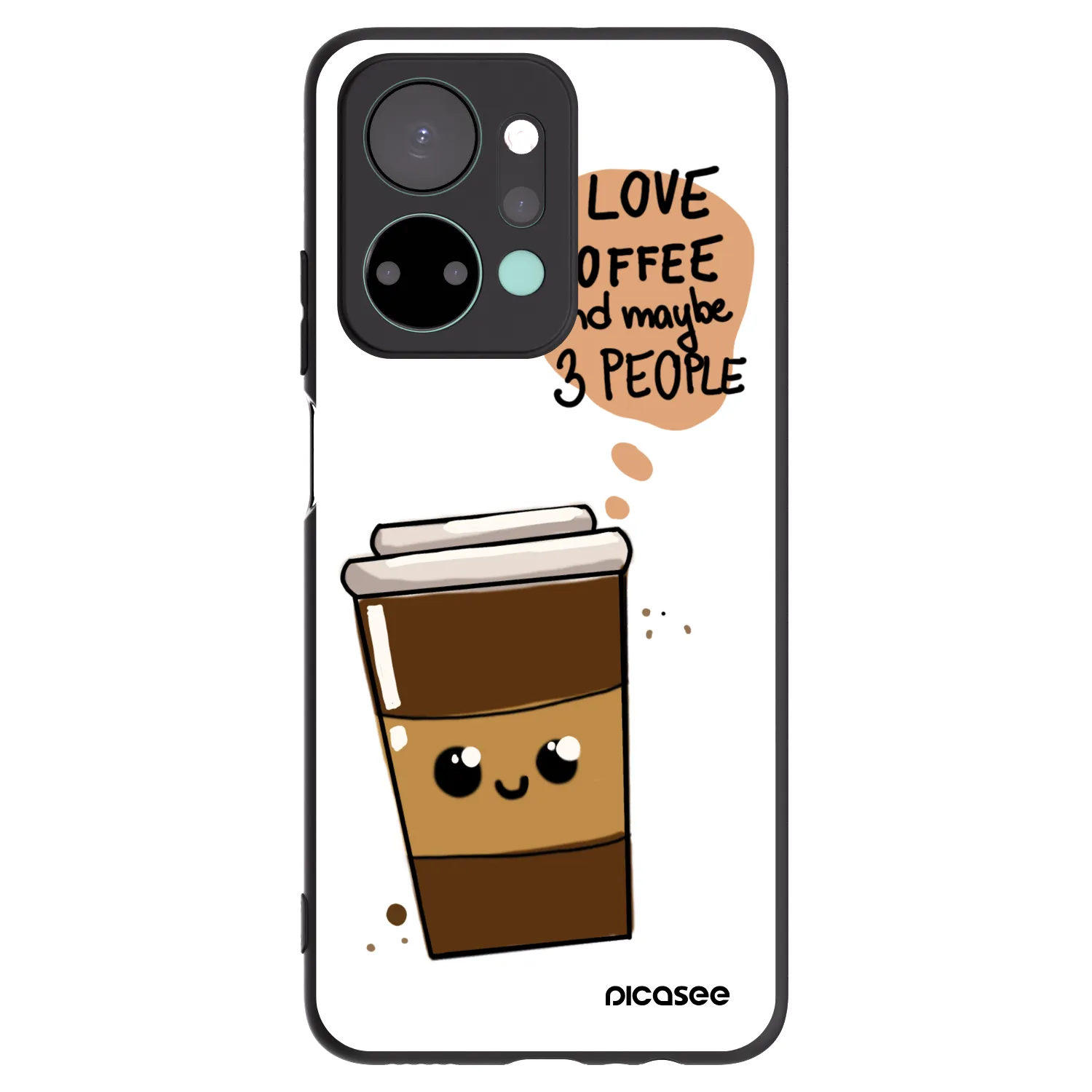 Picasee silikonski črni ovitek za Honor X7a - Cute coffee