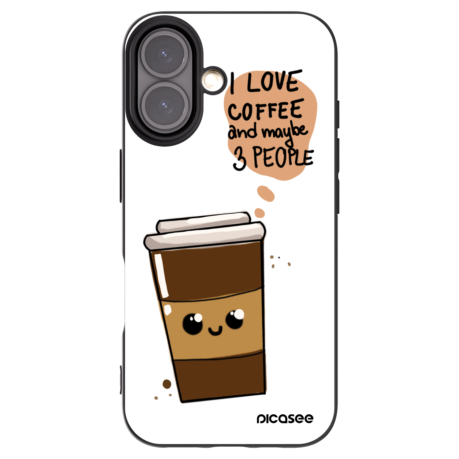 Picasee silikonski črni ovitek za Apple iPhone 16 - Cute coffee