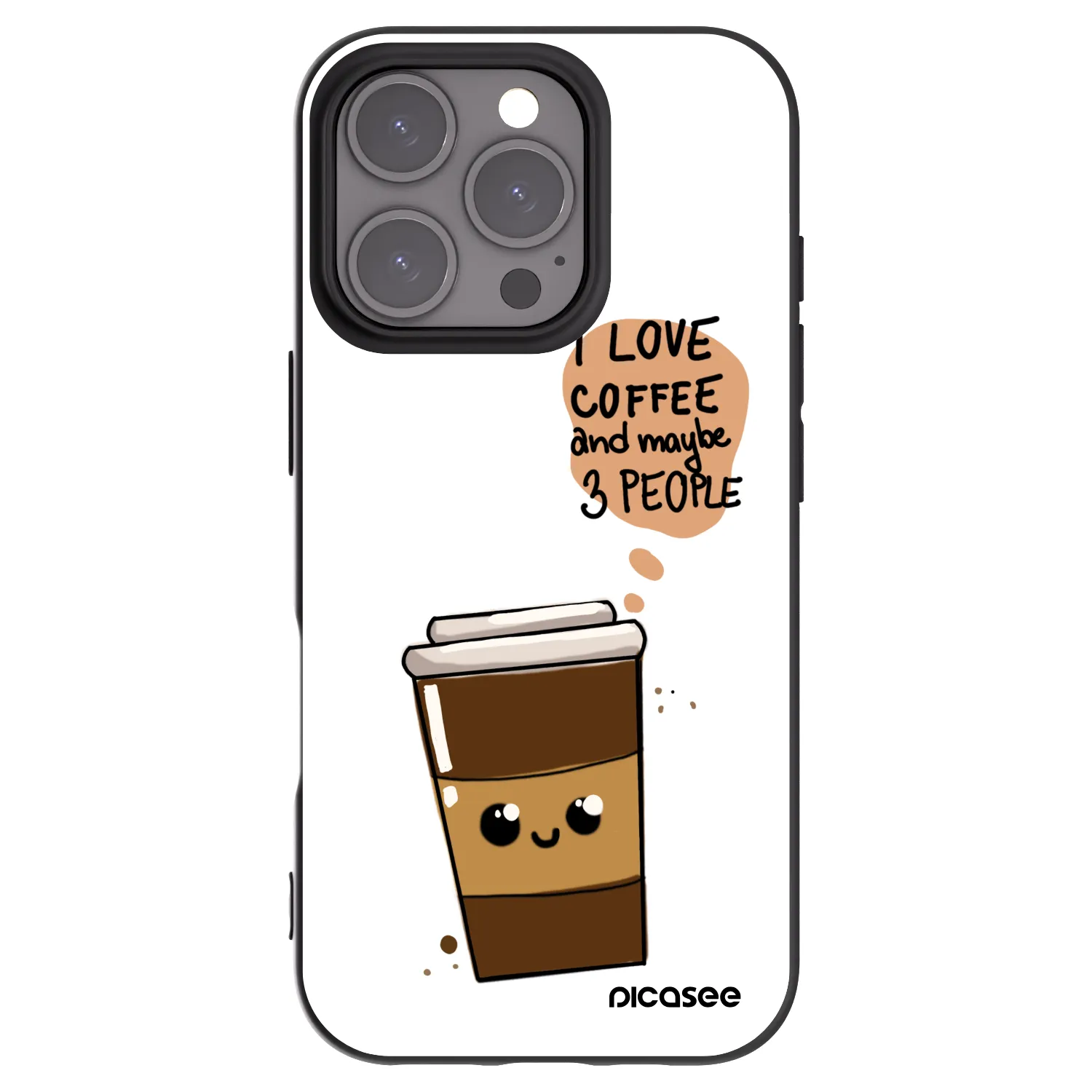 Picasee silikonski črni ovitek za Apple iPhone 16 Pro - Cute coffee