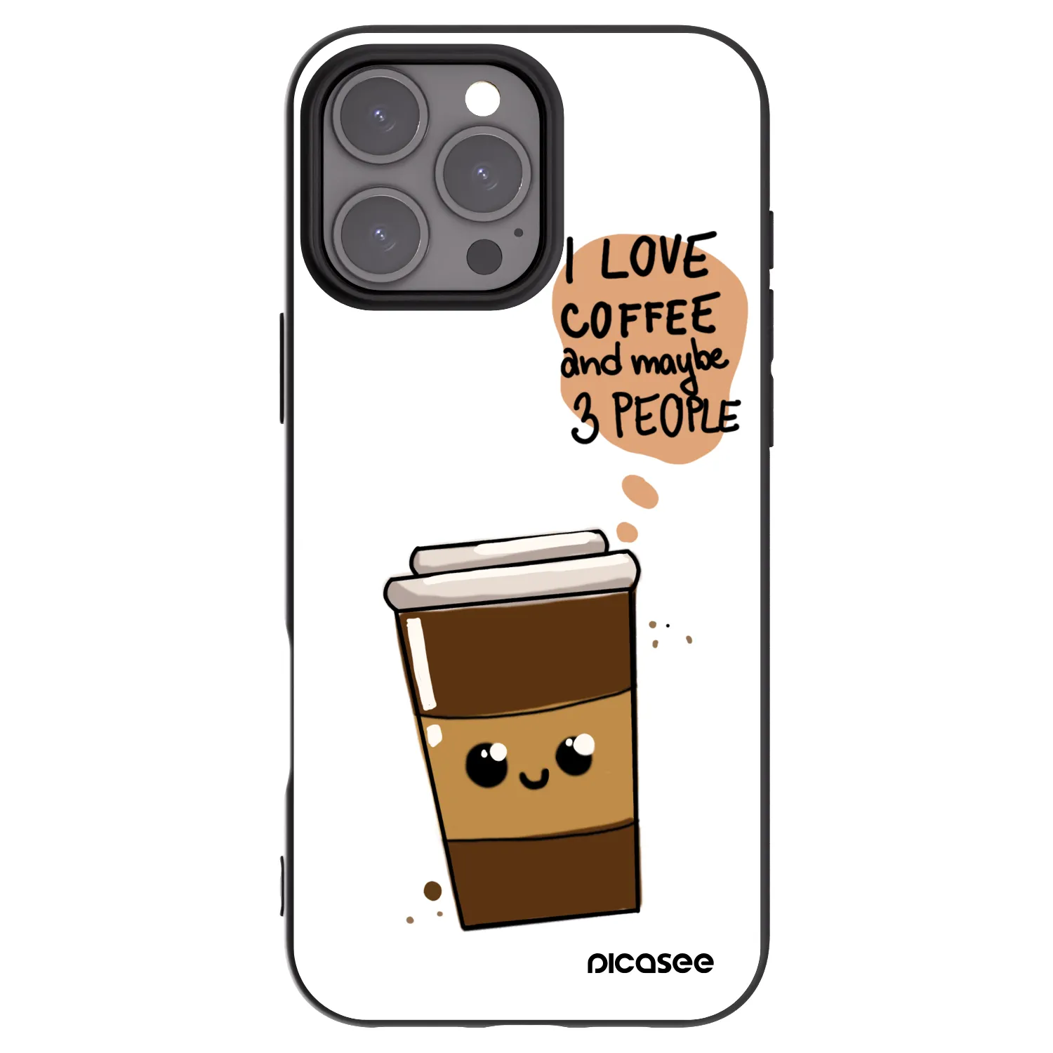 Picasee silikonski črni ovitek za Apple iPhone 16 Pro Max - Cute coffee
