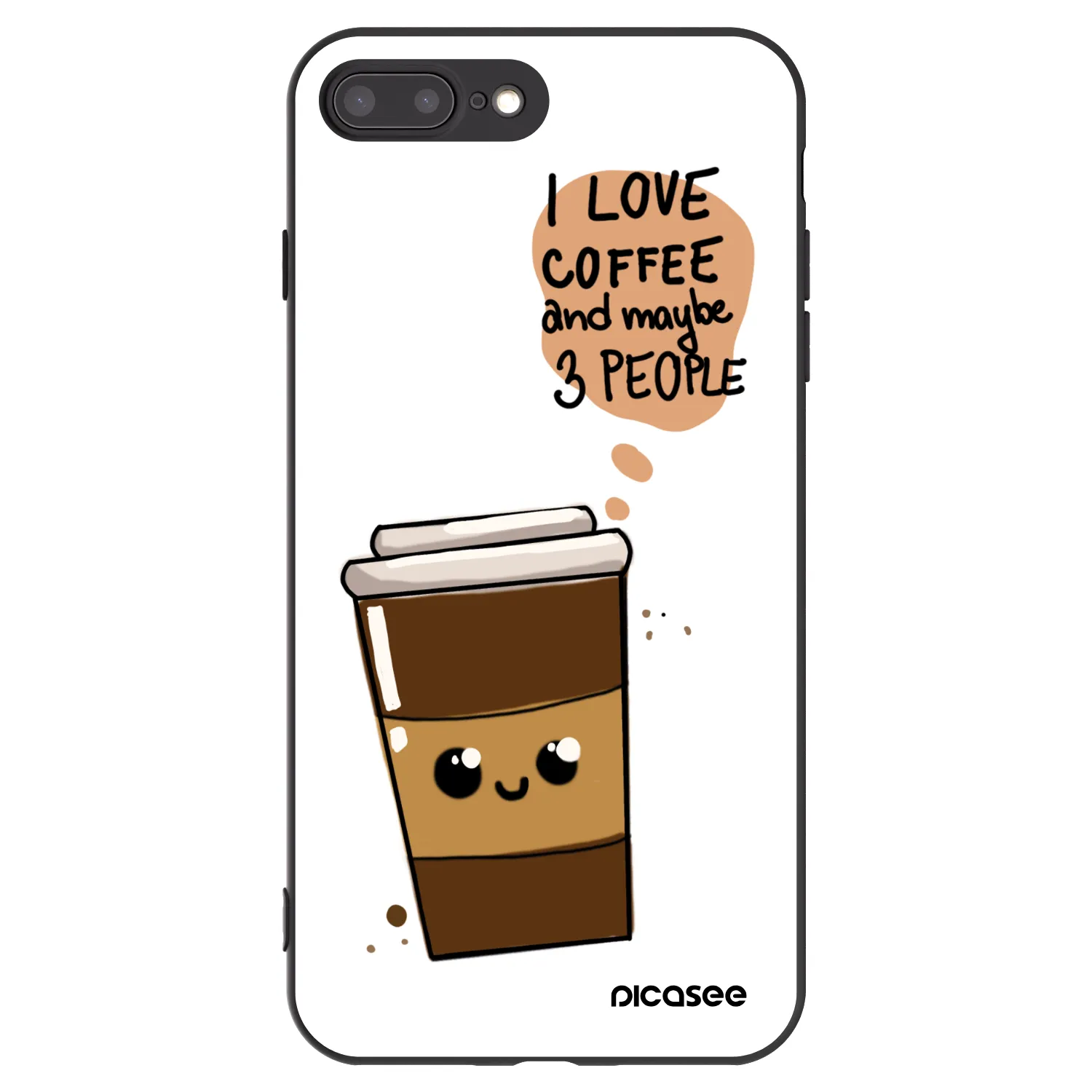 Picasee silikonski črni ovitek za Apple iPhone 7 Plus - Cute coffee