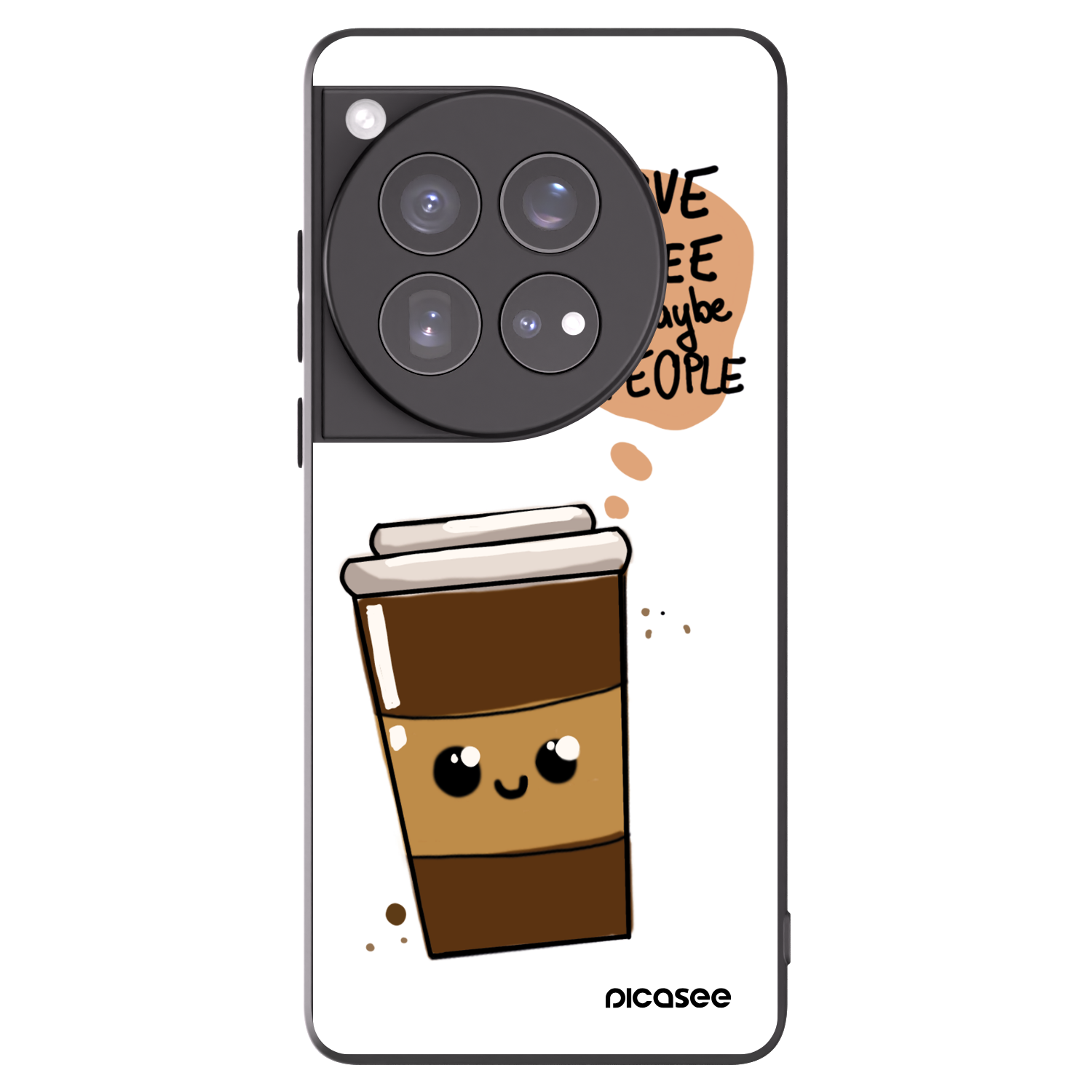 Picasee silikonski črni ovitek za OnePlus 12 5G - Cute coffee