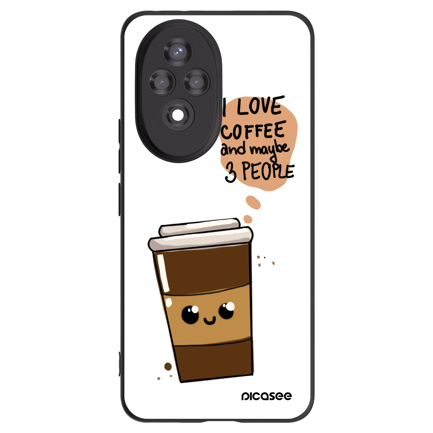 Picasee silikonski črni ovitek za Honor 200 Pro 5G - Cute coffee