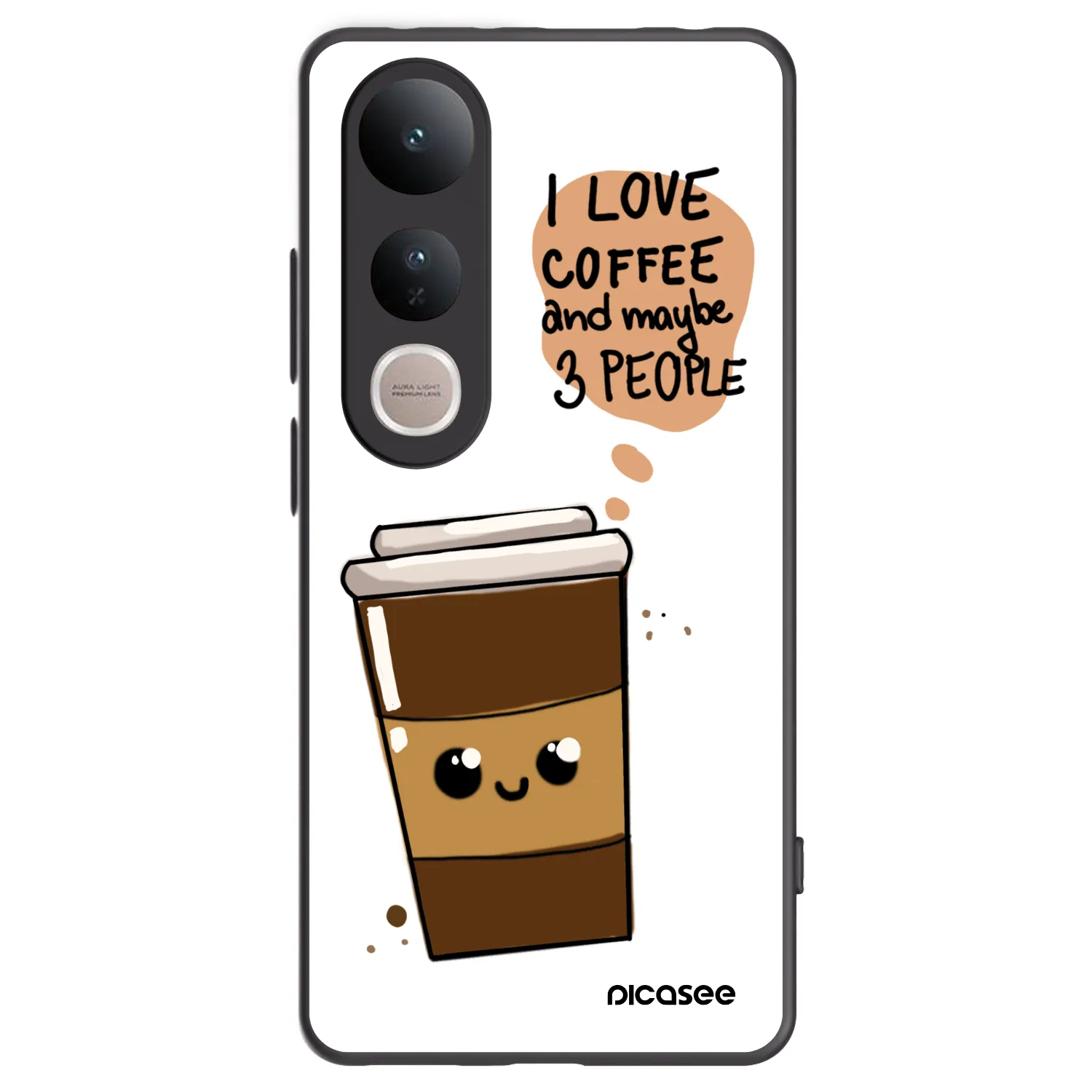 Picasee silikonski črni ovitek za Vivo V50 Lite 5G - Cute coffee