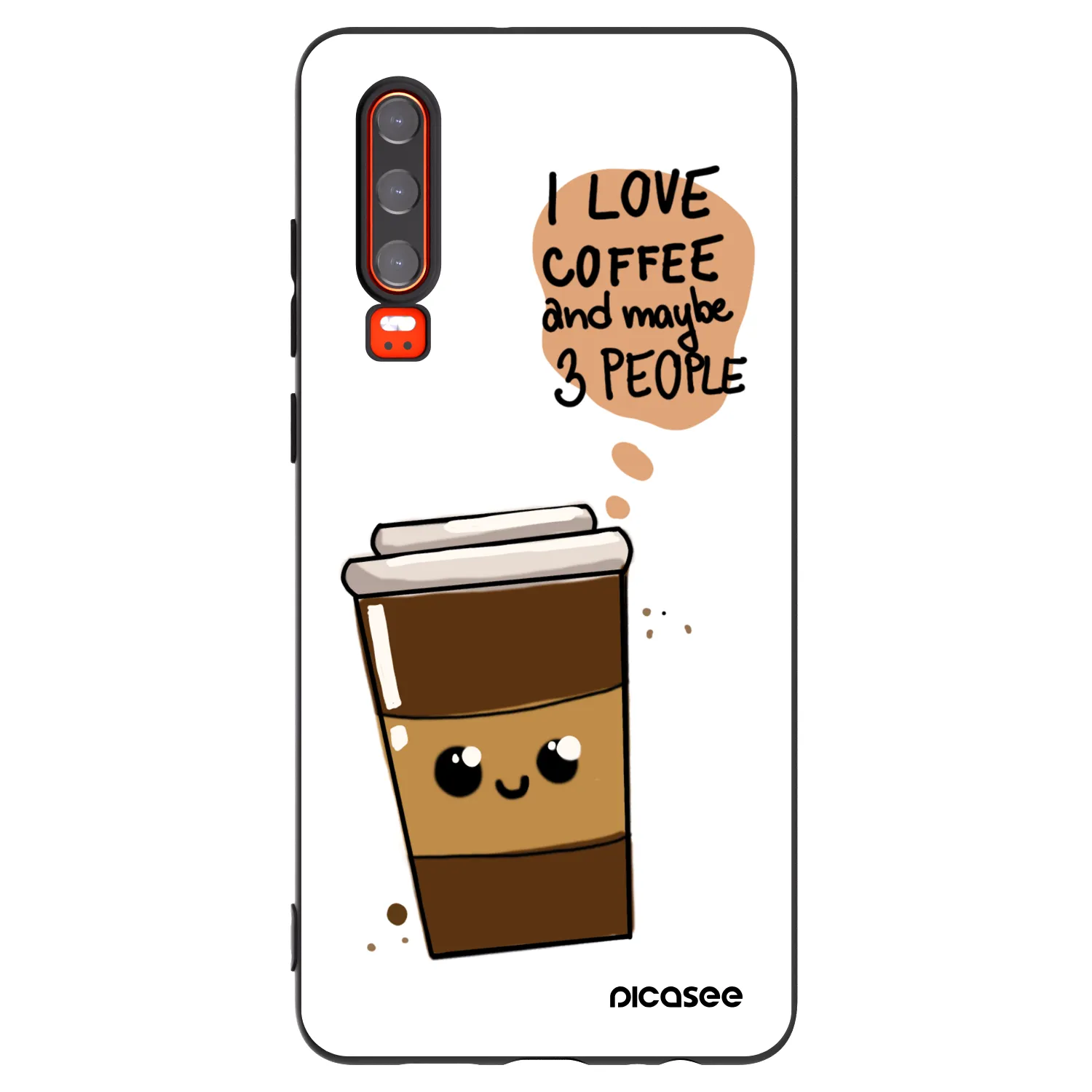 Picasee silikonski črni ovitek za Huawei P30 - Cute coffee
