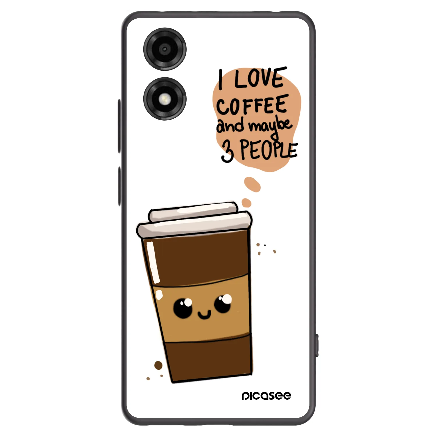 Picasee silikonski črni ovitek za Motorola Moto E14 - Cute coffee