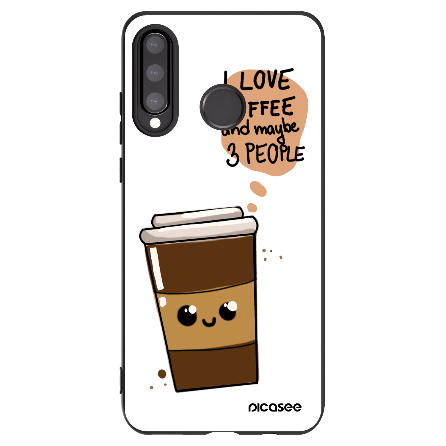 Picasee silikonski črni ovitek za Huawei P30 Lite - Cute coffee