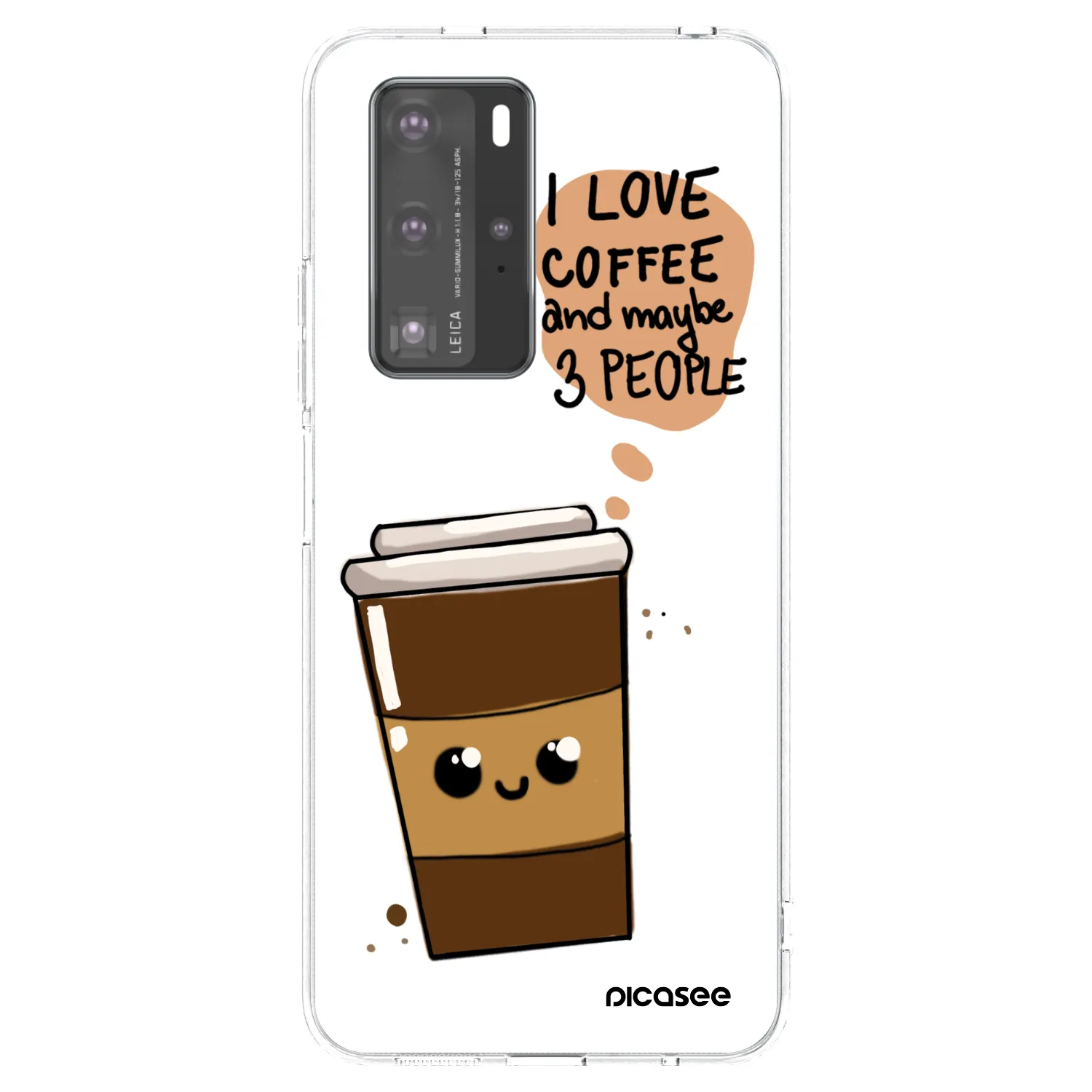 Picasee silikonski prozorni ovitek za Huawei P40 Pro - Cute coffee