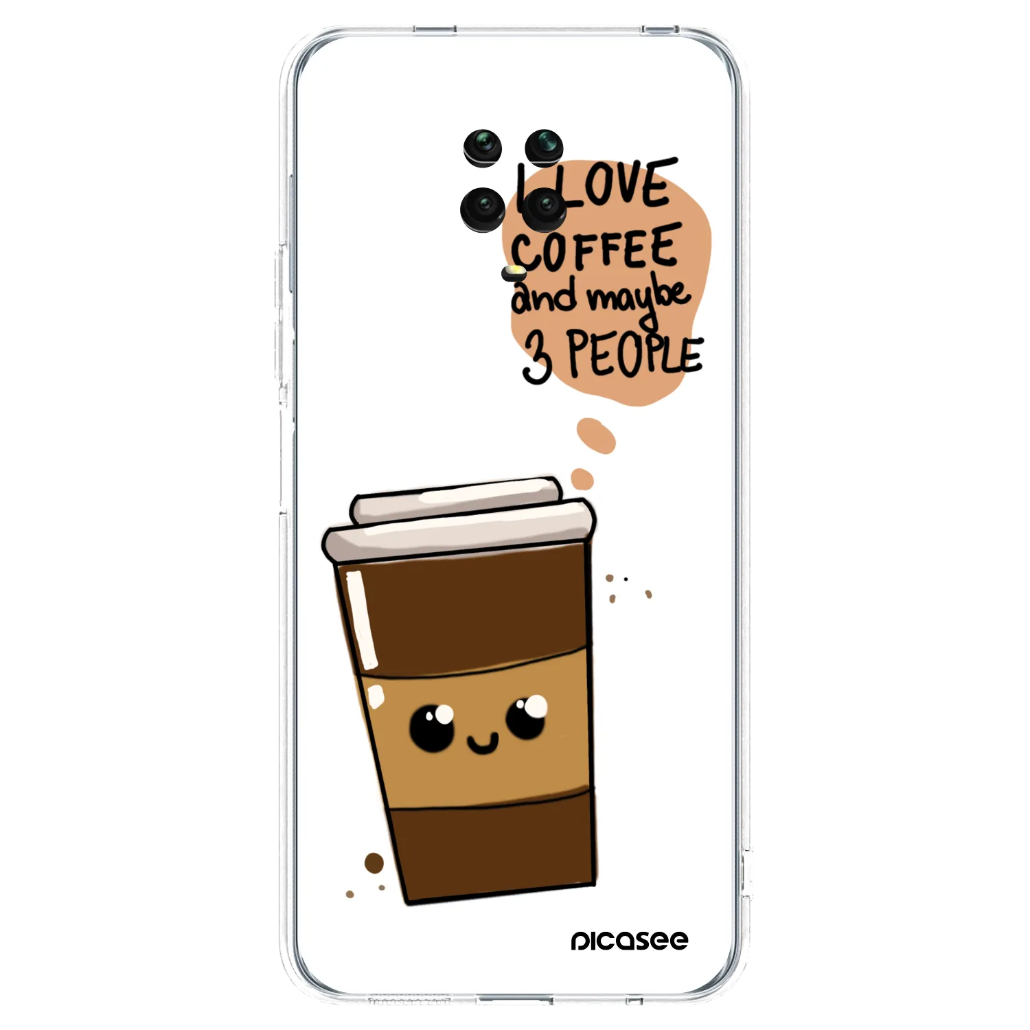 Picasee silikonski prozorni ovitek za Xiaomi Redmi Note 9S - Cute coffee