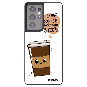 Picasee silikonski črni ovitek za Samsung Galaxy S21 Ultra 5G G998B - Cute coffee