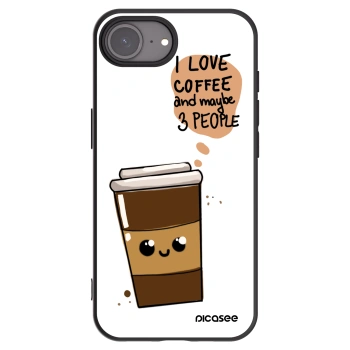 Picasee silikonski črni ovitek za Apple iPhone 16e - Cute coffee