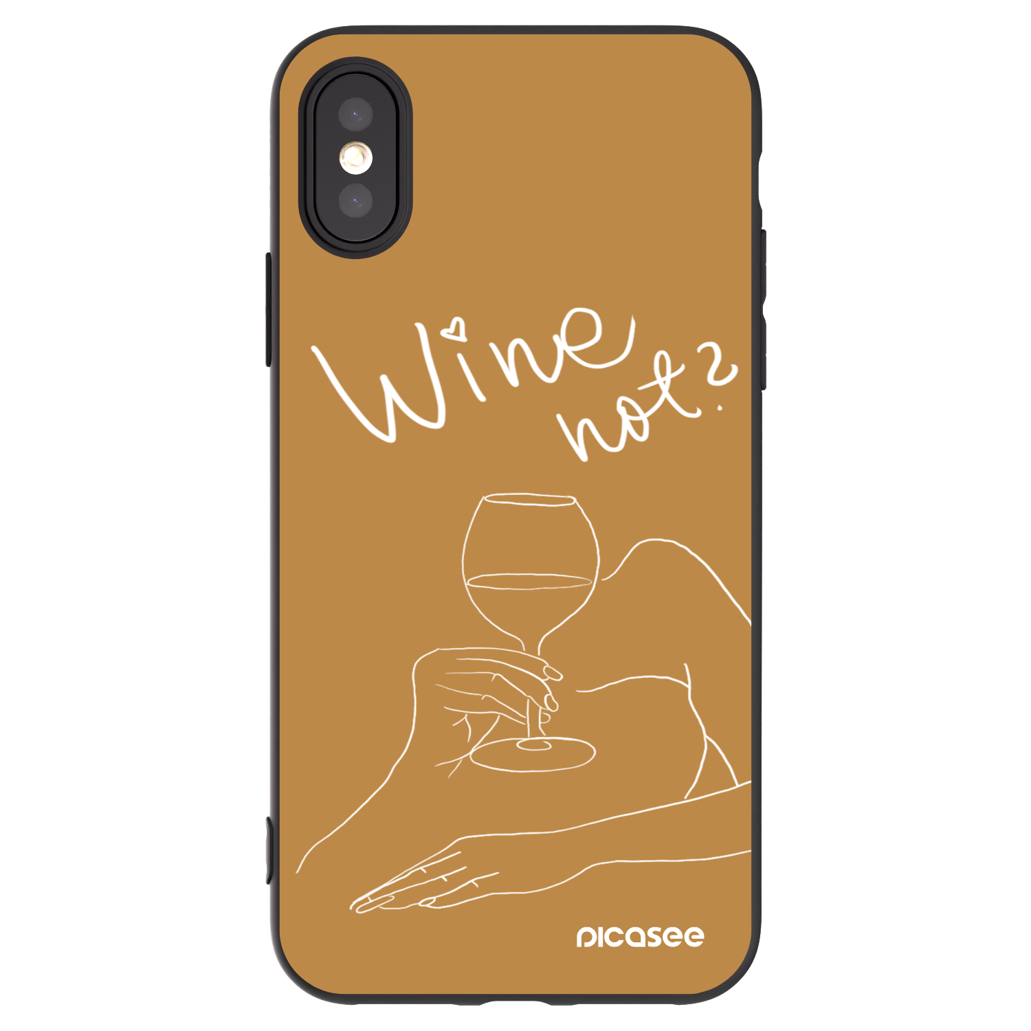 Picasee silikonski črni ovitek za Apple iPhone X/XS - Wine not