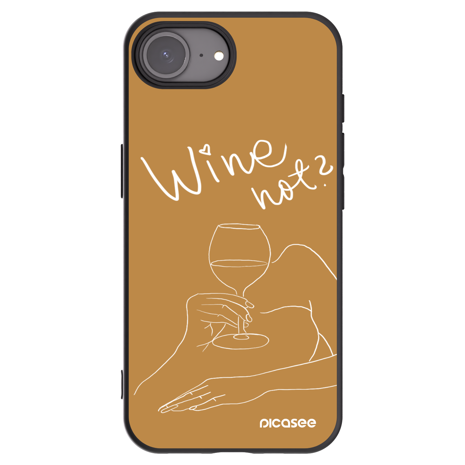 Picasee silikonski črni ovitek za Apple iPhone 16e - Wine not