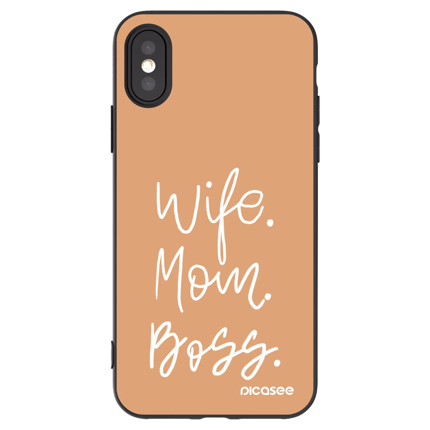 Picasee silikonski črni ovitek za Apple iPhone X/XS - Boss Mama