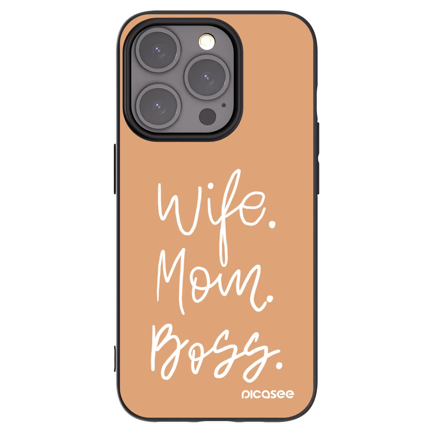 Picasee silikonski črni ovitek za Apple iPhone 15 Pro - Boss Mama