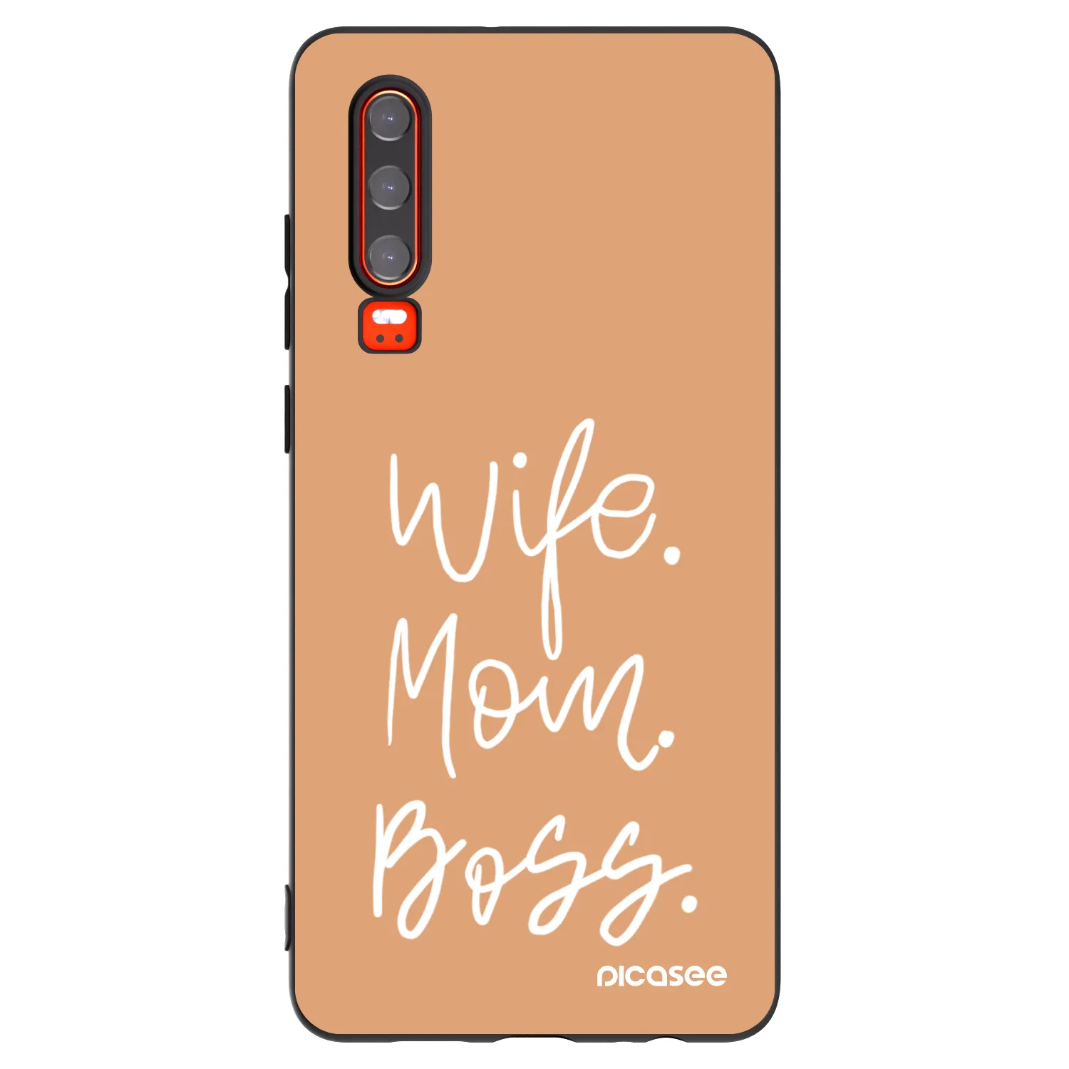 Picasee silikonski črni ovitek za Huawei P30 - Boss Mama
