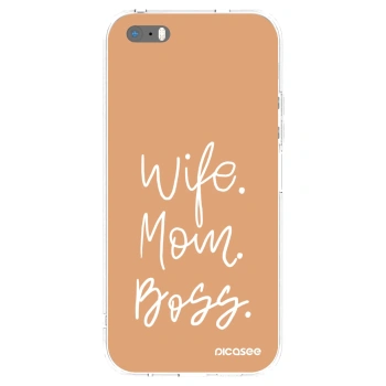 Picasee silikonski prozorni ovitek za Apple iPhone 5/5S/SE - Boss Mama