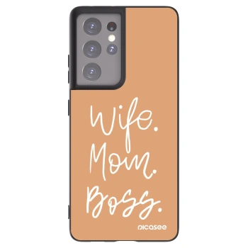 Picasee silikonski črni ovitek za Samsung Galaxy S21 Ultra 5G G998B - Boss Mama