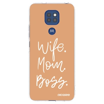 Picasee silikonski prozorni ovitek za Motorola Moto G9 Play - Boss Mama