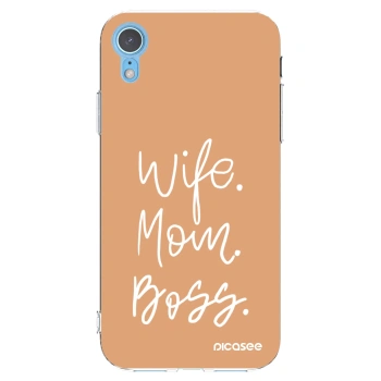 Picasee silikonski prozorni ovitek za Apple iPhone XR - Boss Mama