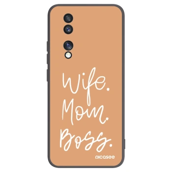 Picasee silikonski črni ovitek za Honor 70 - Boss Mama